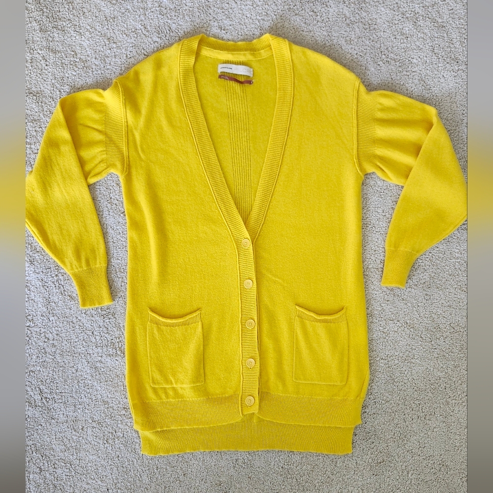 PILCRO Anthropologie Cashmere Yellow Cardigan Sweater